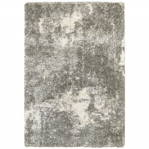 2' X 3' Gray And Ivory Distressed Abstract Scatter Rug